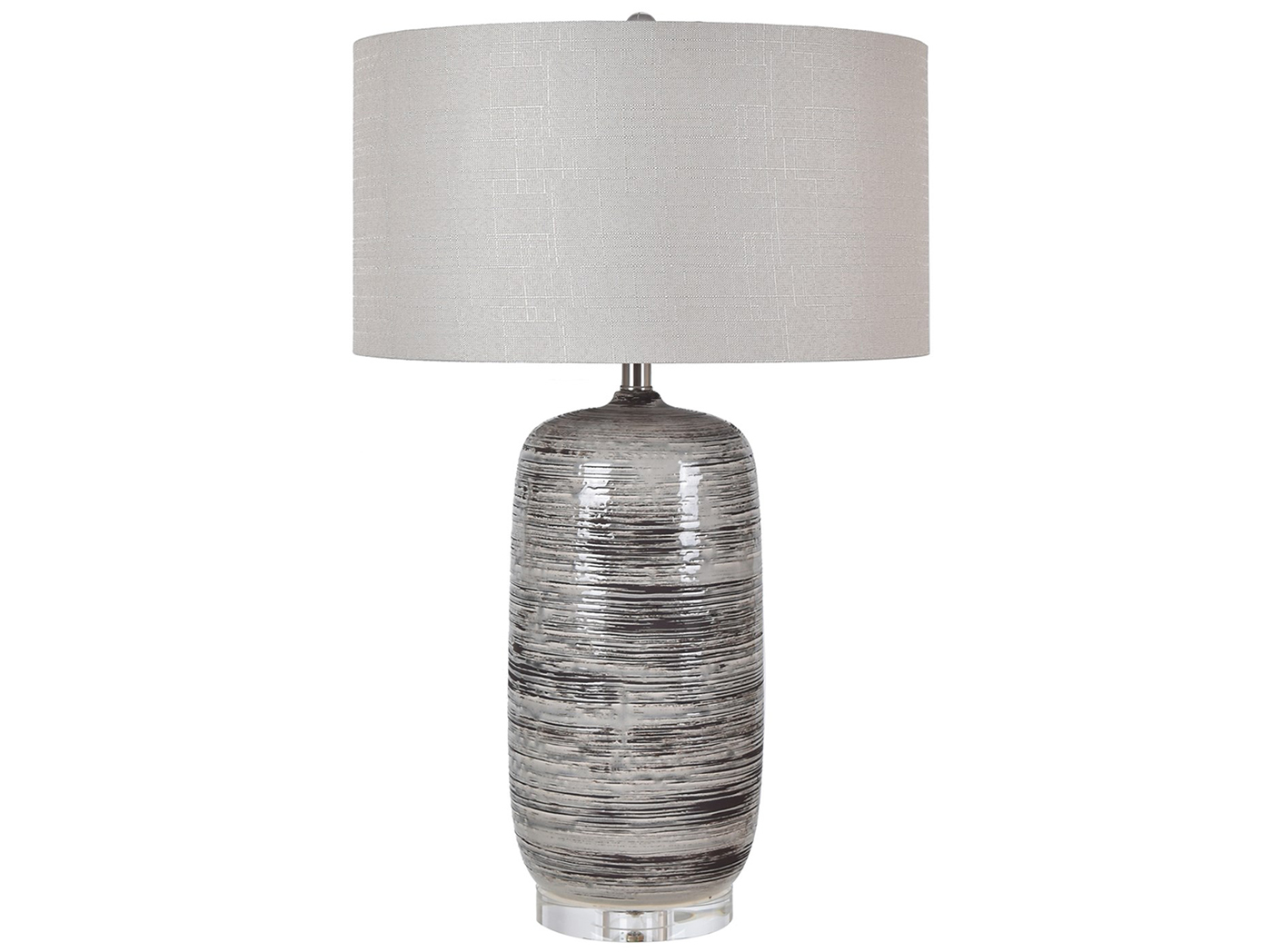 Grey And Brown Striped Ceramic Table Lamp 29 H Steinhafels