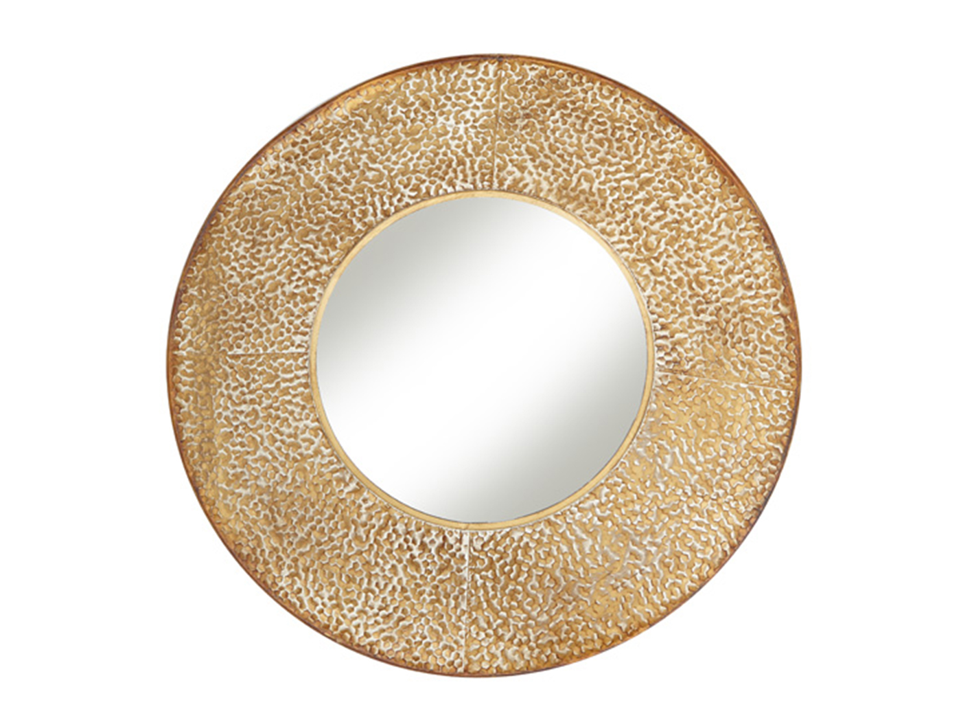Gold Wood And Metal Round Wall Mirror 32