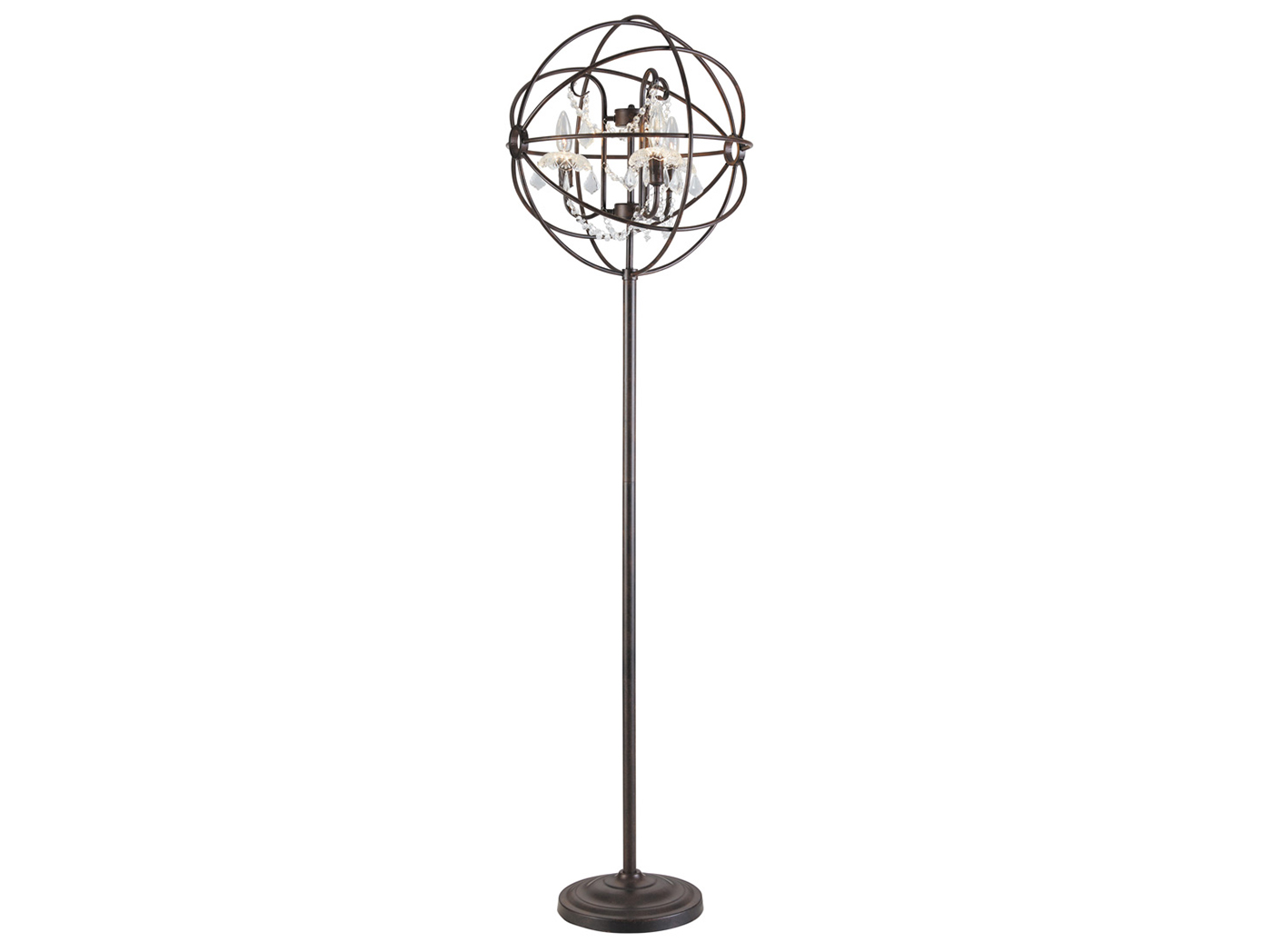 Bronze Metal and Crystal Floor Lamp With Bulbs 66.5"H Steinhafels