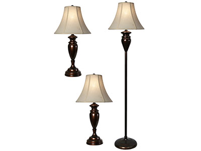 Set Of 3 Urn Shaped Lamps 2 Table Plus 1 Floor Lamp 28 61 H Steinhafels Table Lamps Plus 1 Floor Lamp 28 61 H, Lamps Plus Floor Lamps