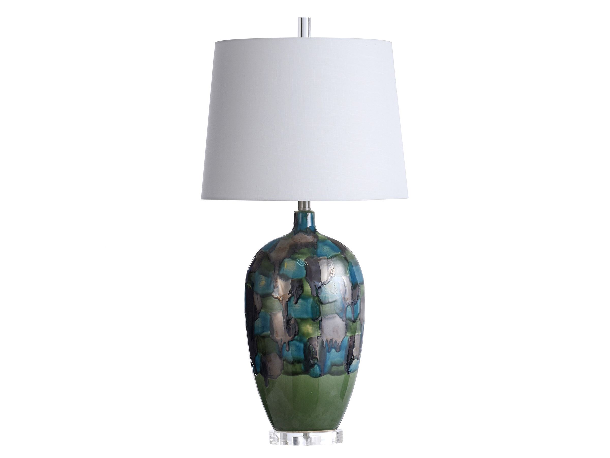 Blue and Green Reactive Glaze Ceramic Table Lamp 35"H Steinhafels