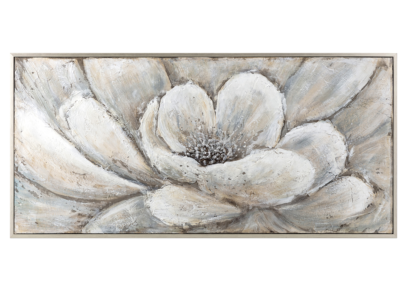 Neutral Flower Framed Oil Painting 60.5"W x 29"H Steinhafels