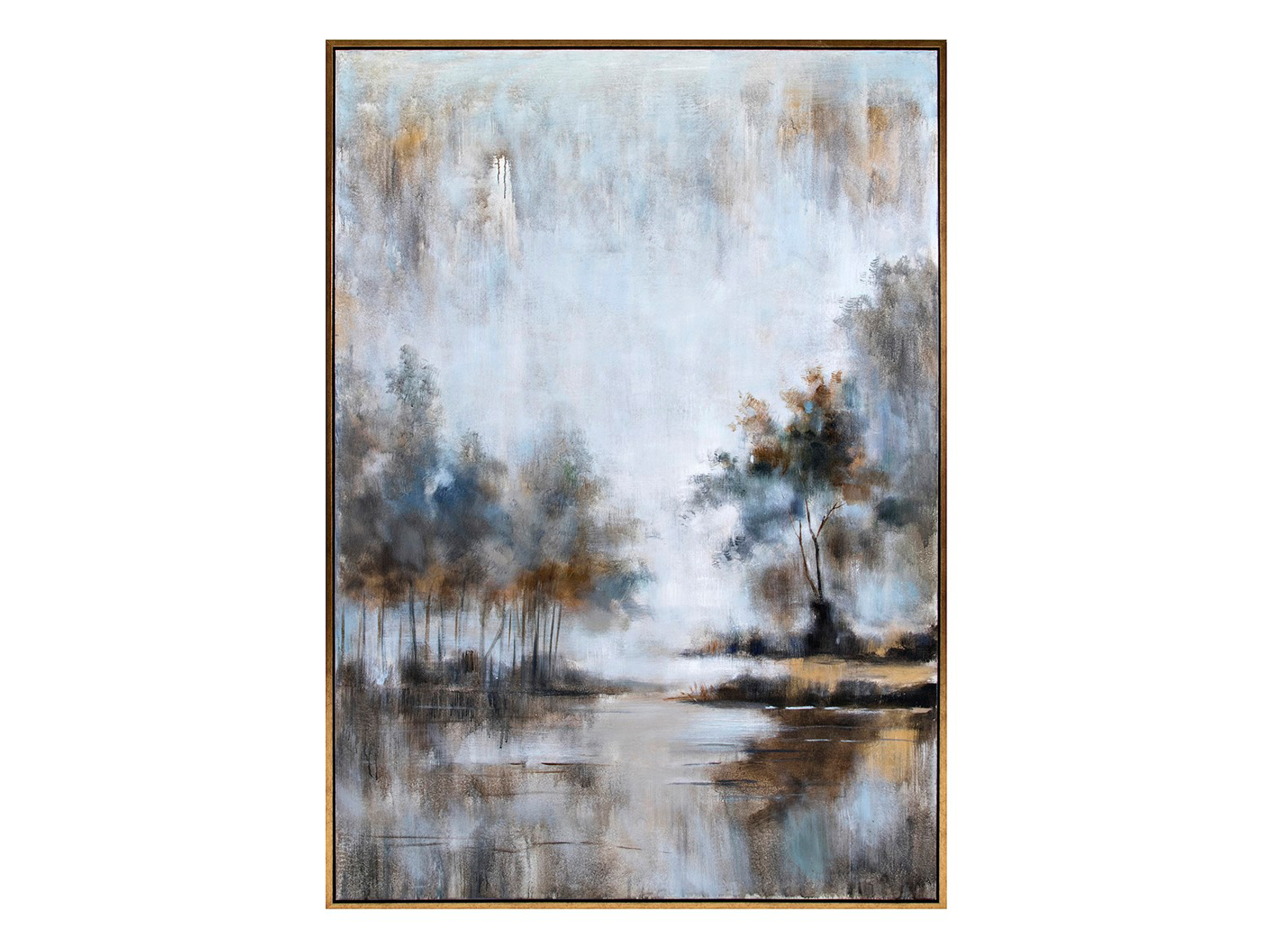 Blue Abstract Trees Framed Painting 50"W x 74"H Steinhafels