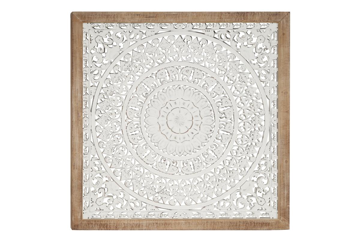White Carved Wood Wall Plaque 47"W x 47"H Steinhafels