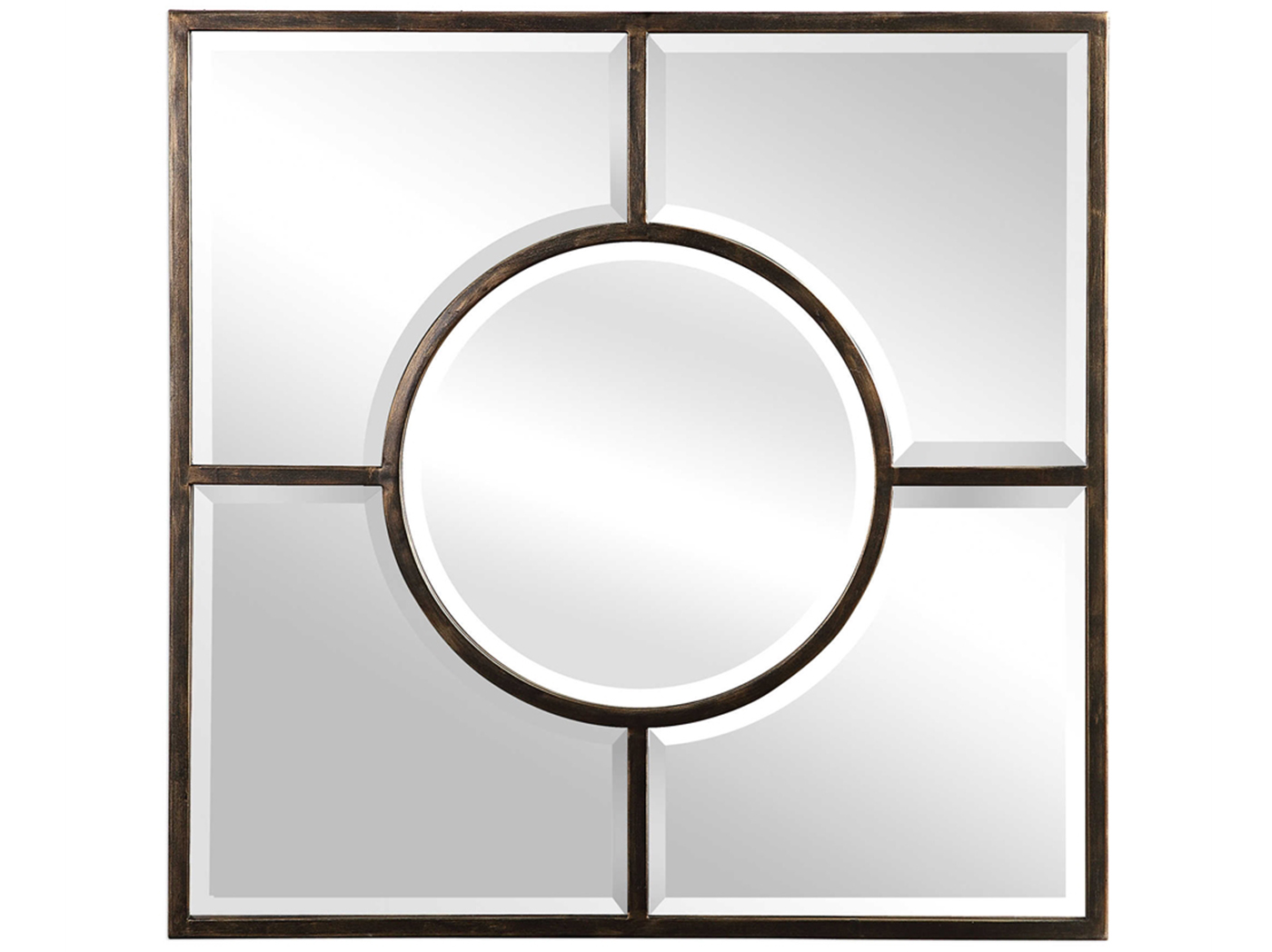 Bronze Iron Beveled Mirror 36"W x 36"H Steinhafels