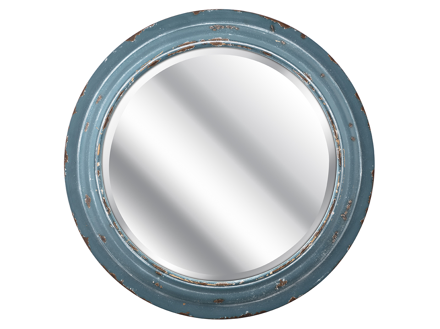 Blue Round Beveled Wall Mirror 23.5"Round Steinhafels