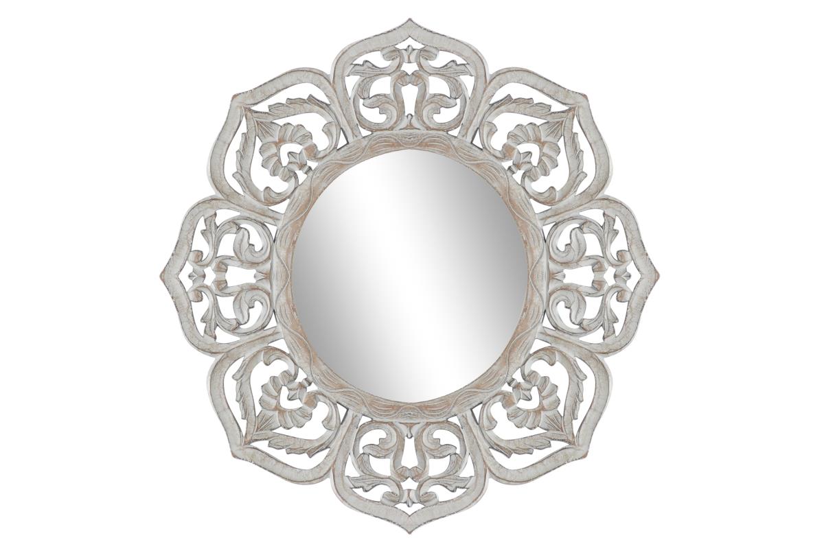 White Wood Wall Mirror 32" Rd Steinhafels