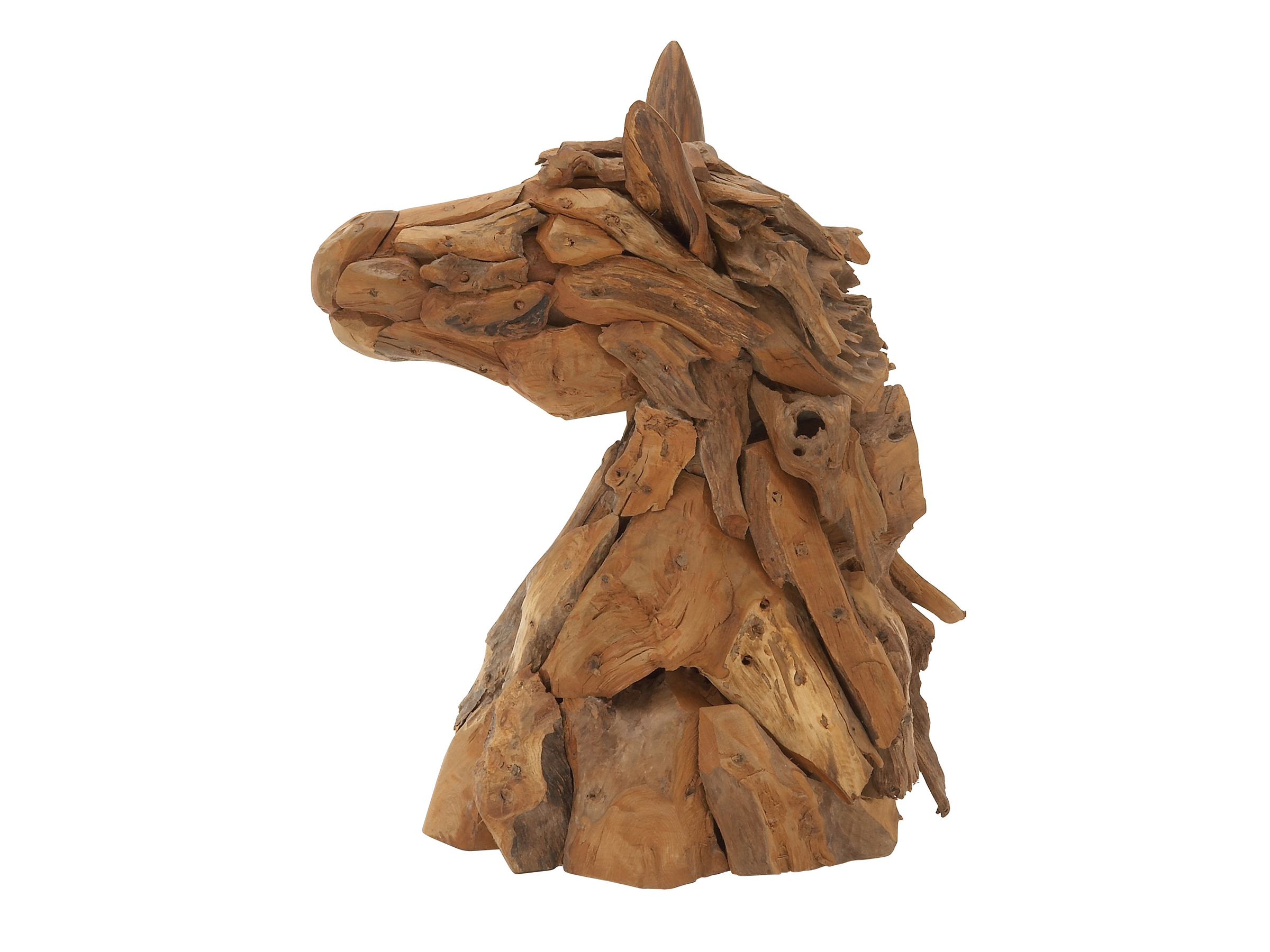 Teak Wood Horse Head Sculpture 10"W x 24"H Steinhafels
