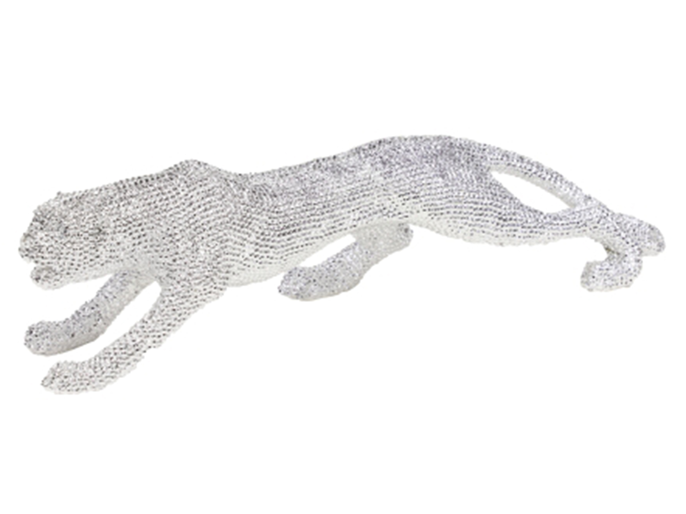 Small Silver Bling Leopard Statue 23"W x 6"H Steinhafels