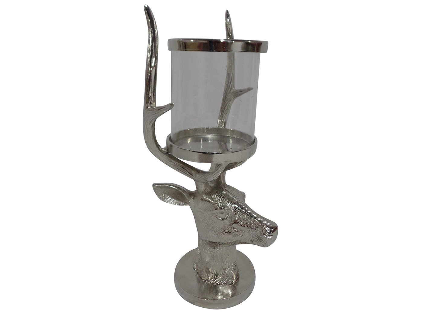 Aluminum and Glass Stag Candleholder 9.5"W x 20"H Steinhafels