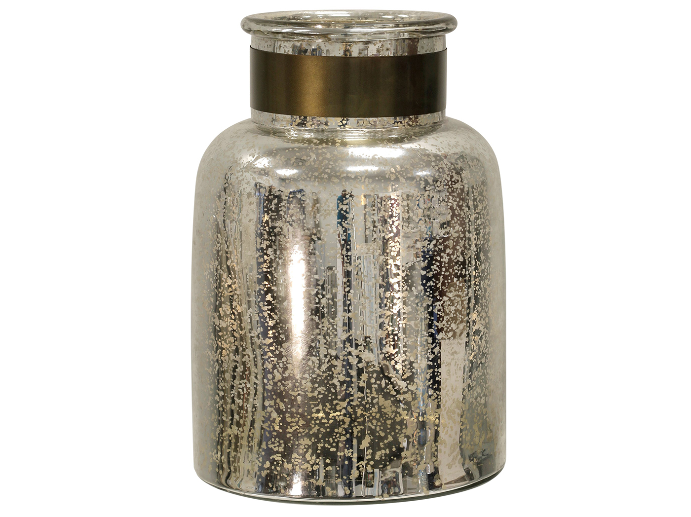 Small Silver Glass Mercury Glass Hurricane 8"W x 12.5"H Steinhafels