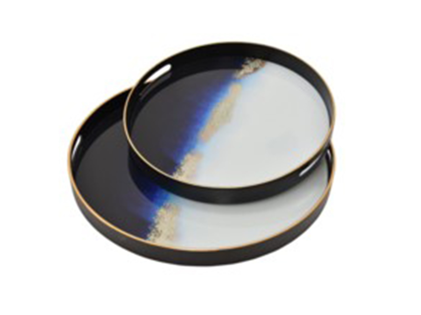 Set of 2 Black Round Trays 14"/18" Steinhafels