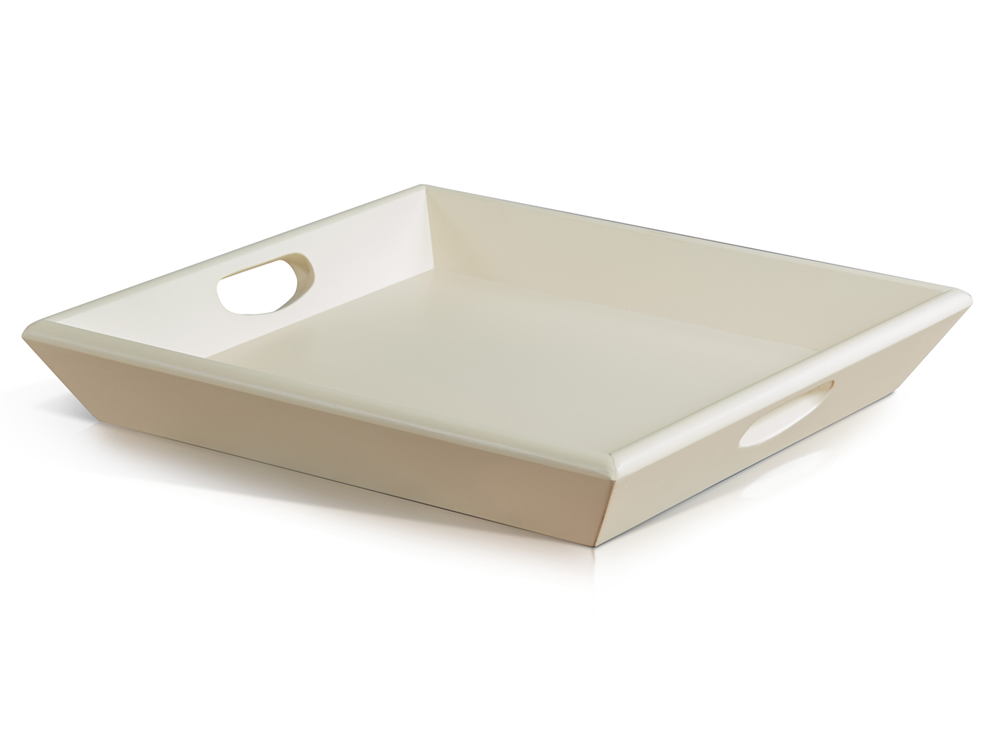 Cream Wood Ottoman Tray 18X18" Steinhafels