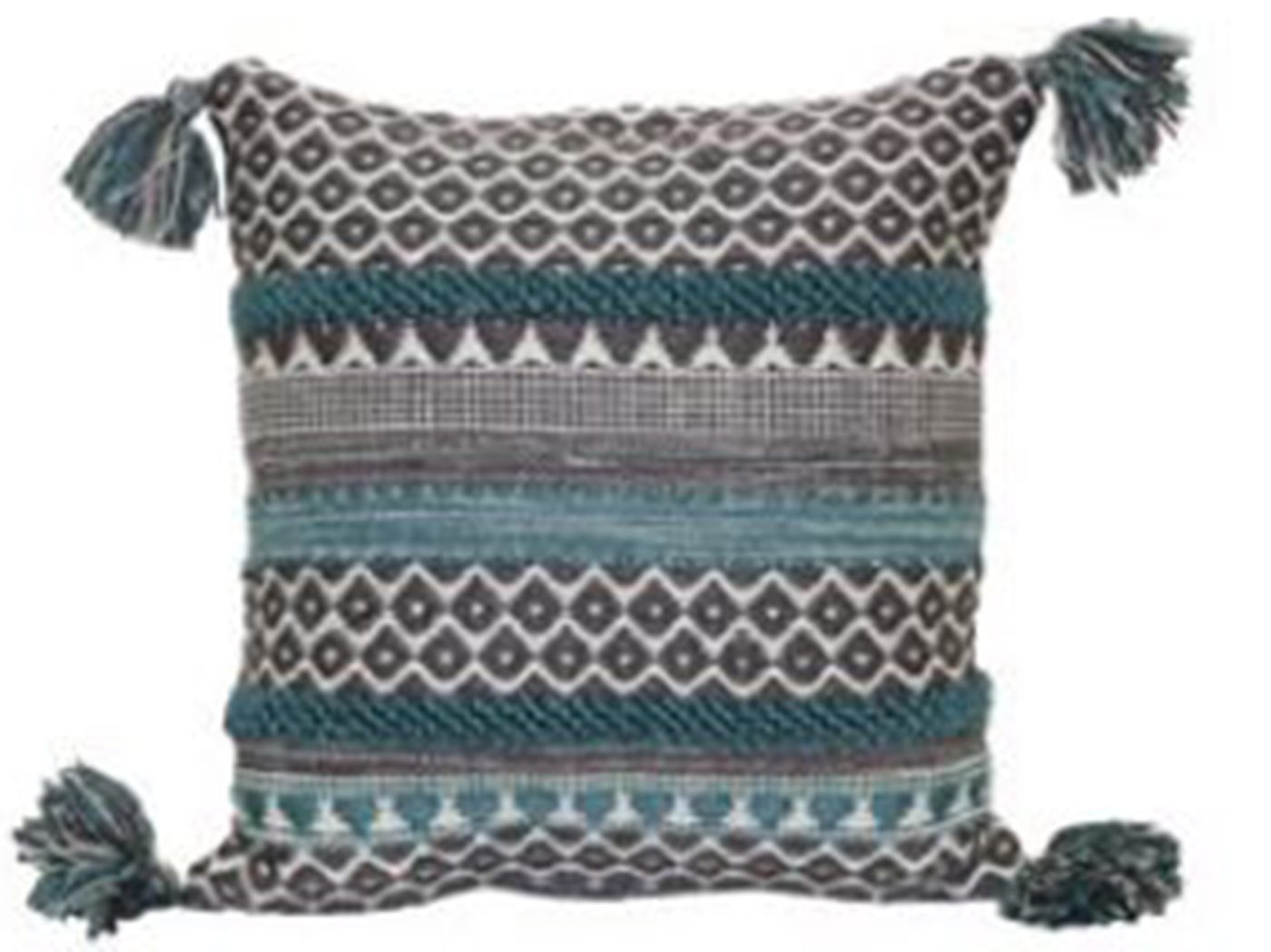 Teal Pattern Stripe Pillow 18"W x 18"H Steinhafels