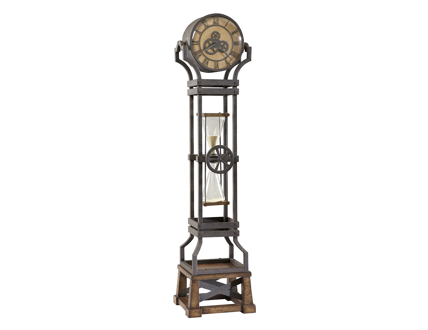 Howard Miller Aged Iron Hourglass Floor Clock Steinhafels