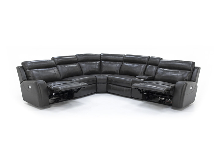 Corey Leather 6 Pc Recline With Headrest Modular Corey Leather 6 Pc Recline With Headrest Modular