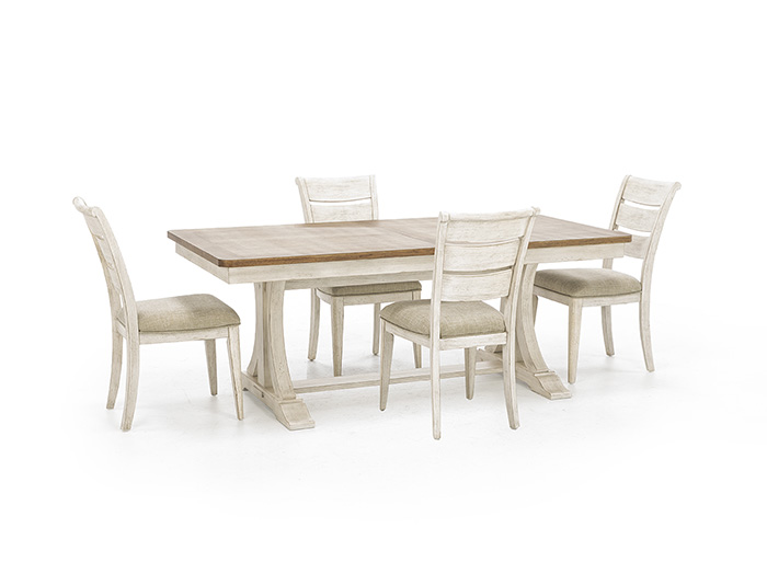 Farmhouse Reimagined 5pc. Dining Set with Ladderback Upholstered Seat