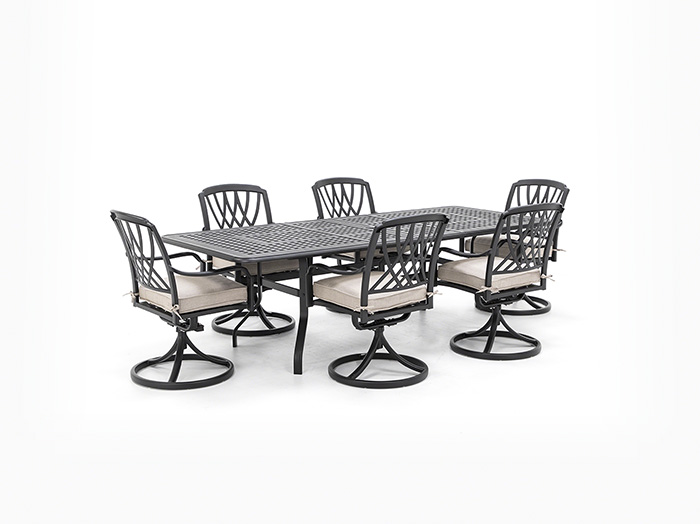 7 Pc Classic Dining Set With Dover Swivel Chair